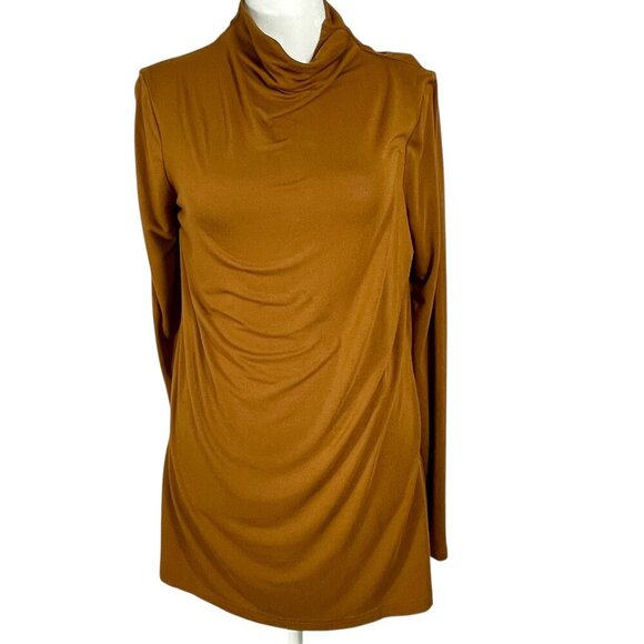 Daily Ritual Mustard Mock Turtleneck Long Sleeve Stretchy Lightweight Top Size S - Picture 12 of 12